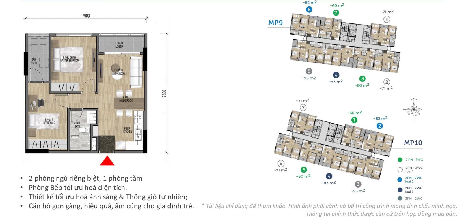 Thiết kế căn 60m2 Mizuki Park nam Long