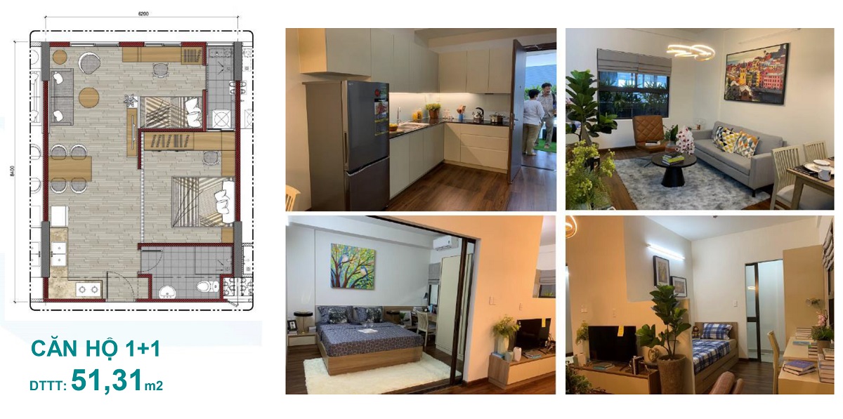 Thiết kế căn hộ 51m1 Ehome Waterpoint Nam Long tại Long An