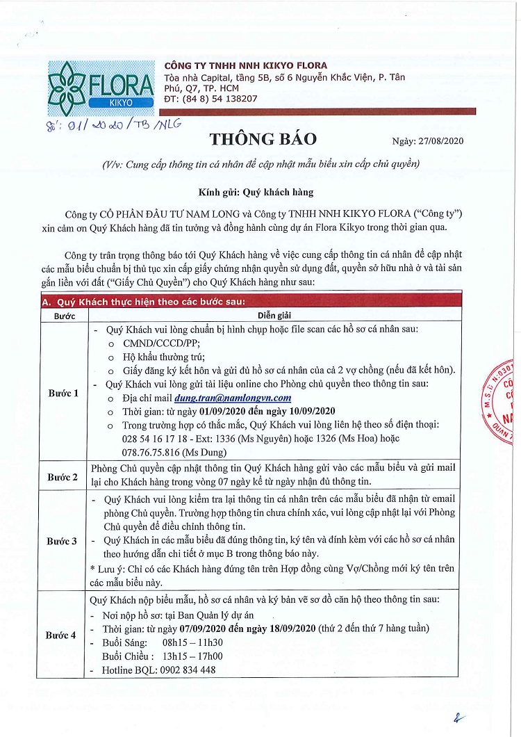 Nam Long cấp chủ quyền cho căn hộ Flora Kikyo