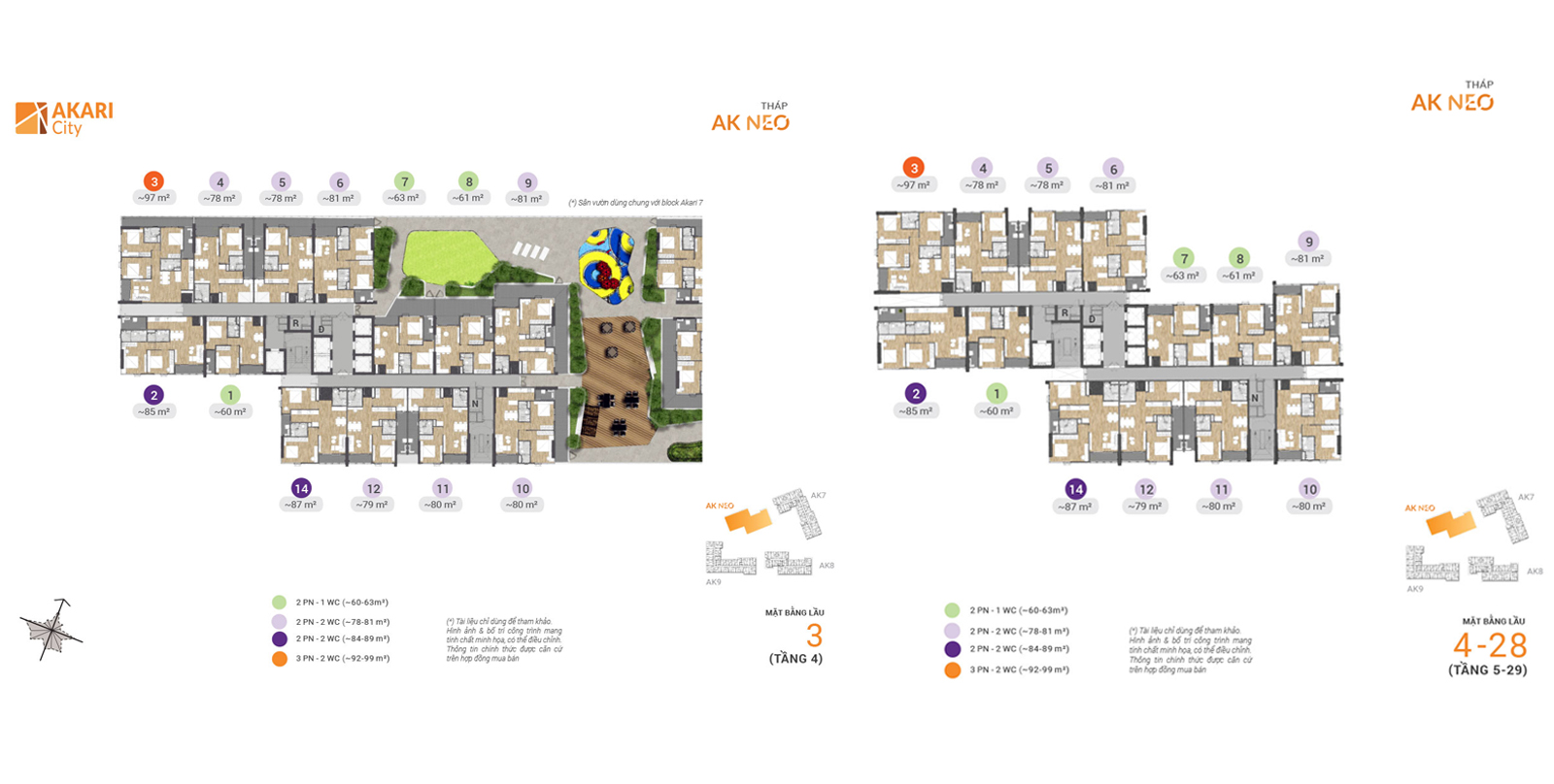 Mặt bằng tầng AK NEO căn hộ Akari City Nam Long