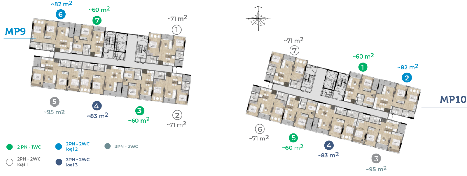 Mặt bằng Flora Mizuki MP9 MP10 tầng 4 đến 14