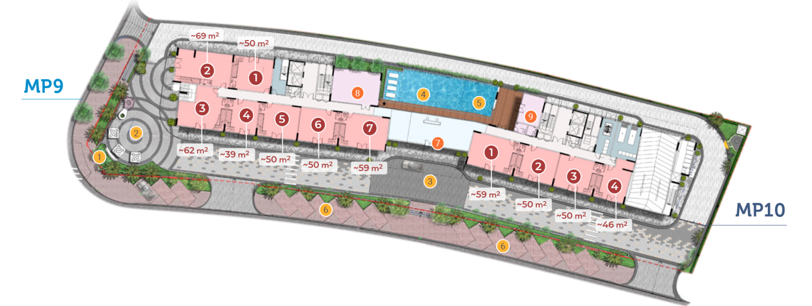 Mặt bằng Flora Mizuki MP9 MP10 tầng trệt