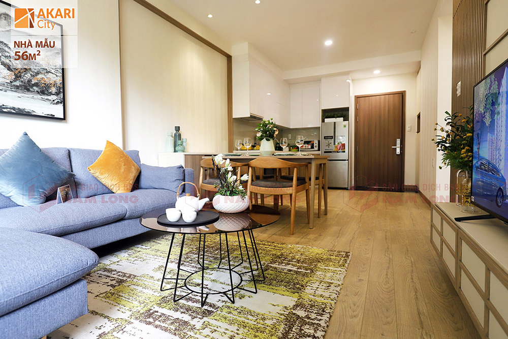 Phòng khách căn 56m2 Akari City