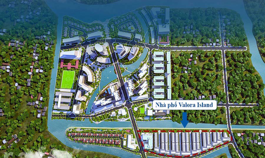 Vị trí của khu nhà phố Valora Island trong khu đô thị Mizuki Park