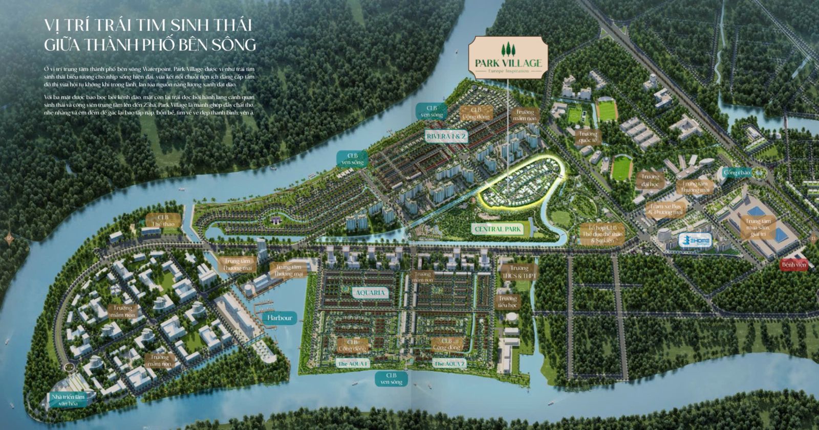 Vị trí phân khu biệt thự Park Village Waterpoint Nam Long