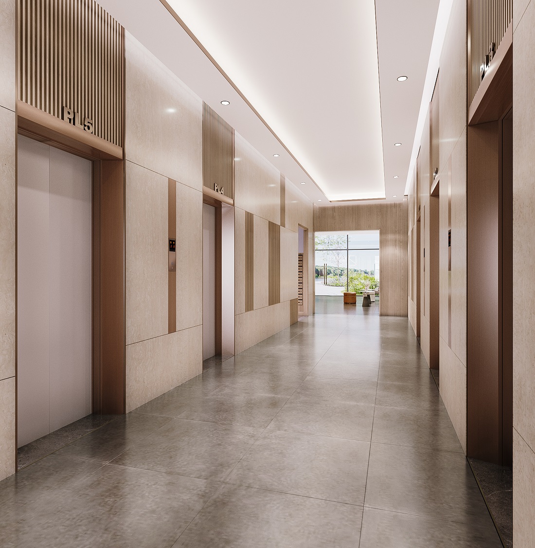 Sảnh thang máy đậm chất nhật cho cư dân AK NEO