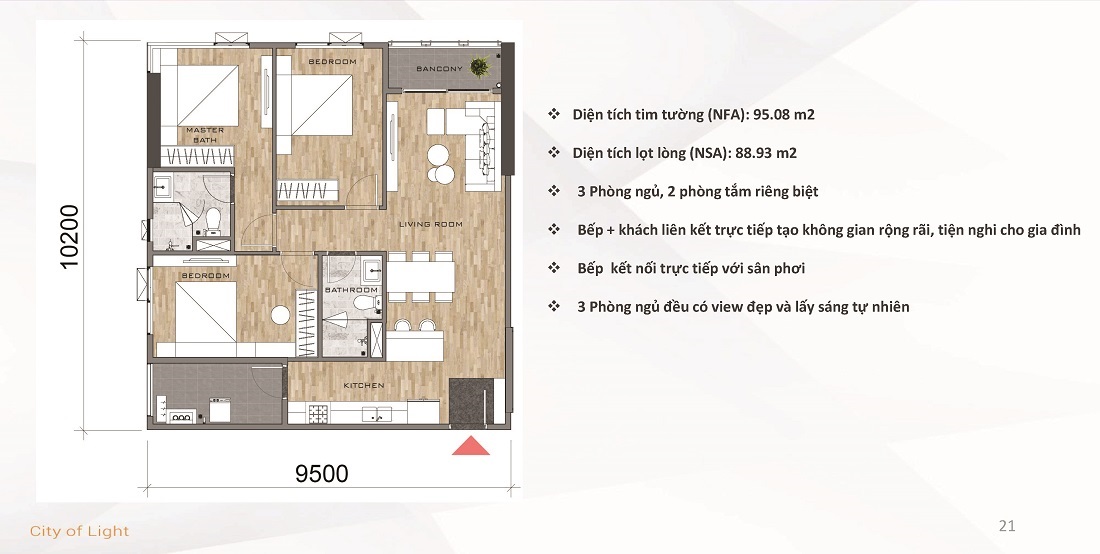 Thiết kế căn 95m2 Akari City giai đoạn 2