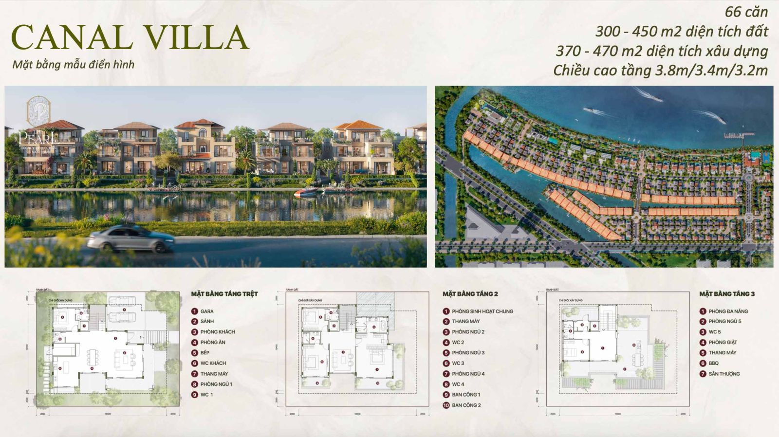 Thiết kế biệt thự kênh The Pearl Nam Long