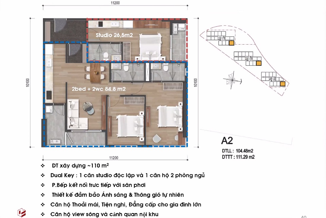 Thiết kế căn hộ 110m2 Dual Mizuki Park Giai Đoạn 2