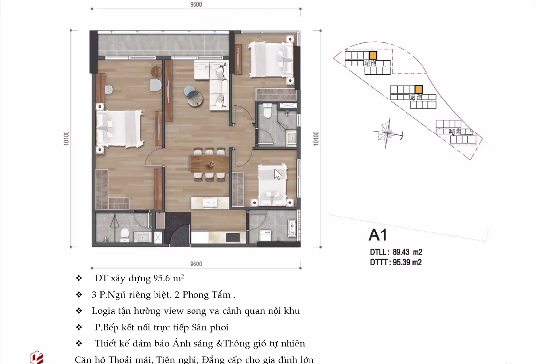 Thiết kế căn hộ 95m2 Mizuki Park Giai Đoạn 2