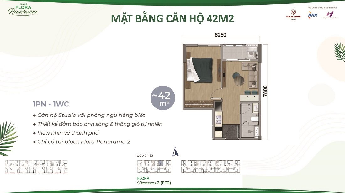 Thiết kế căn 42m2 Flora Panorama Mizuki Nam Long
