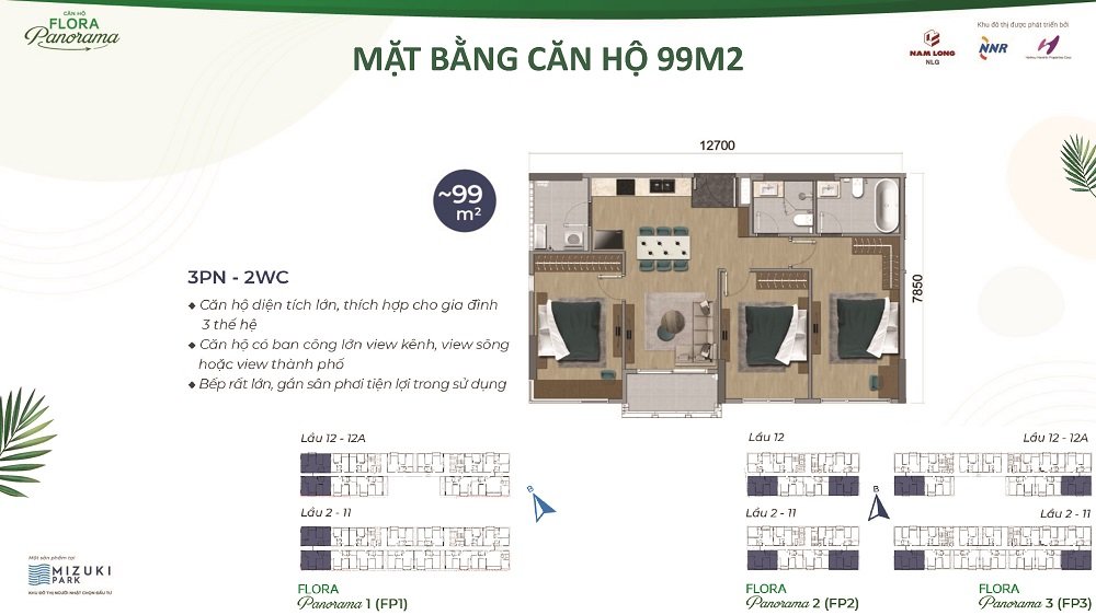 Thiết kế căn 99m2 Flora Panorama Mizuki Nam Long