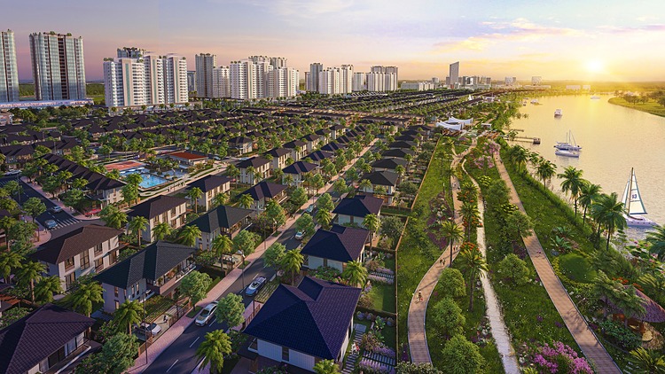 Tầm nhìn từ sông của các căn dinh thự Waterpoint