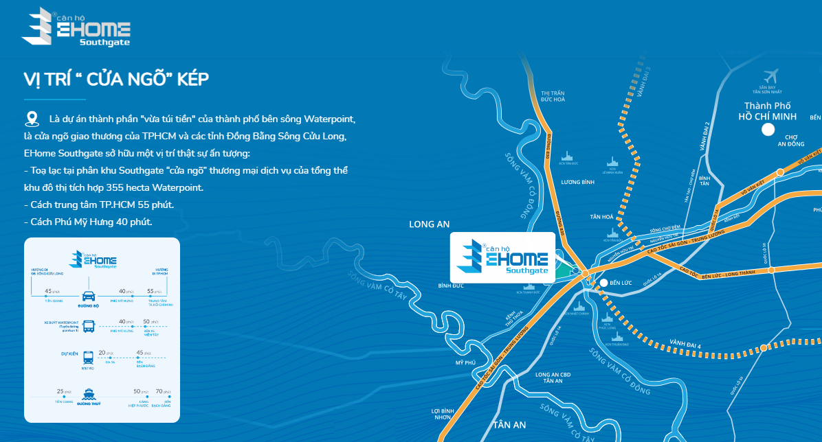 Đường đi đến Ehome Southgate Waterpoint Nam Long