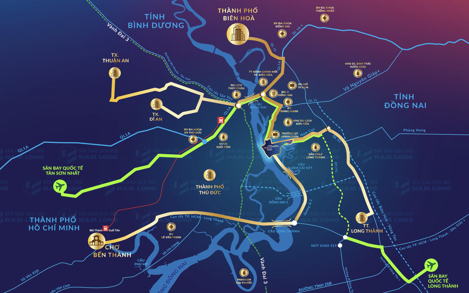 Vị trí khu đô thị Izumi City Nam Long