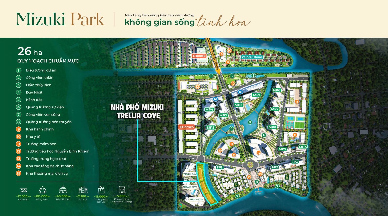 Vị trí nhà phố Mizuki Trellia Cove Nam Long