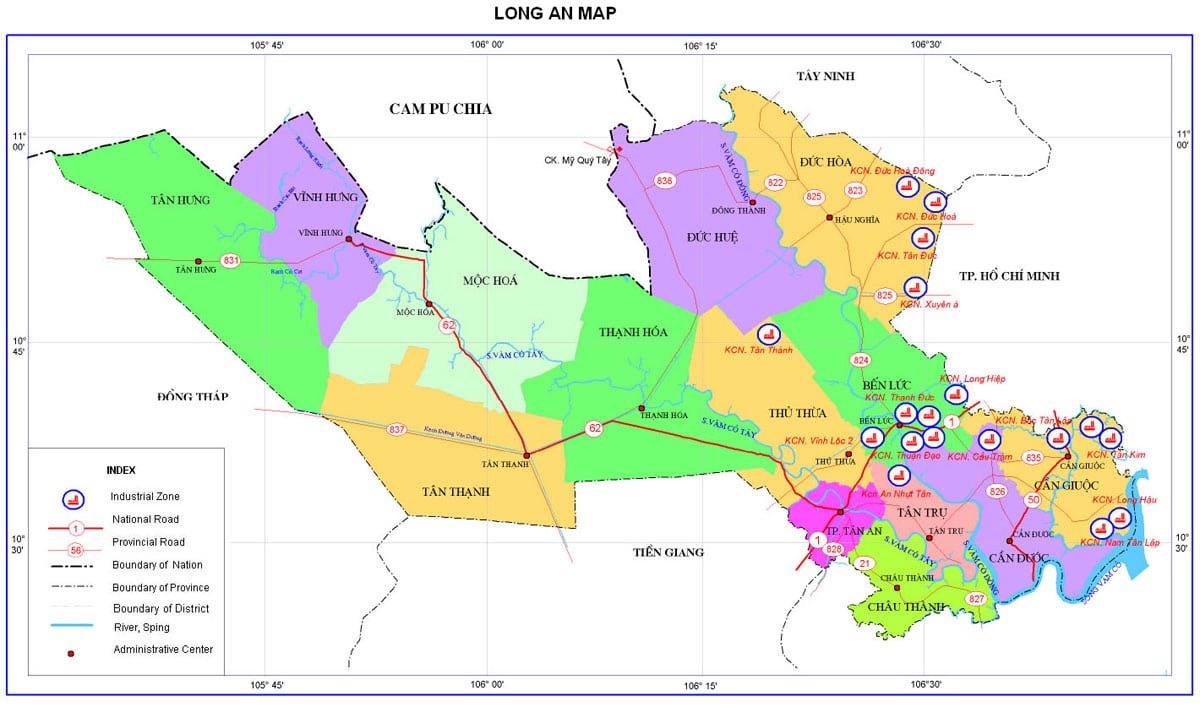 Bản đồ quy hoạch tỉnh Long An và vị trí Ehome Southgate