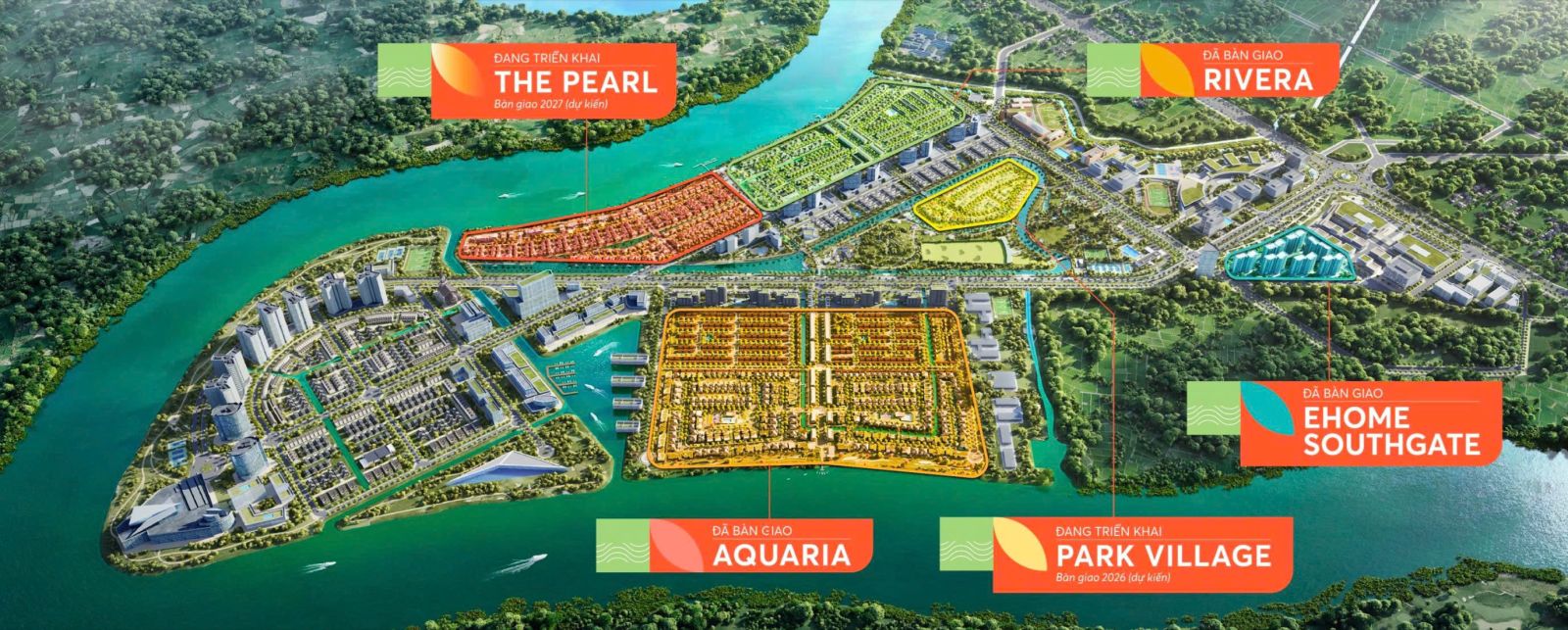 Vị trí biệt thự The Pearl trong khu Waterpoint Nam Long