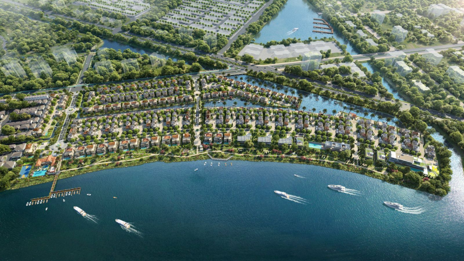 Phối cảnh tổng thể biệt thự The Pearl Waterpoint Nam Long