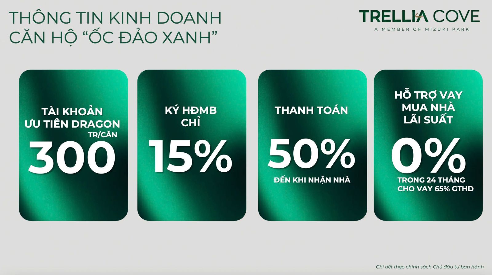 Lịch thanh toán căn hộ Trellia Cove Mizuki Park Nam Long