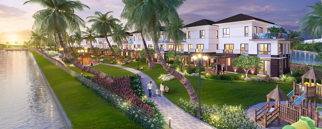 Phối cảnh biệt thự đảo Valora Island 3 mặt giáp sông