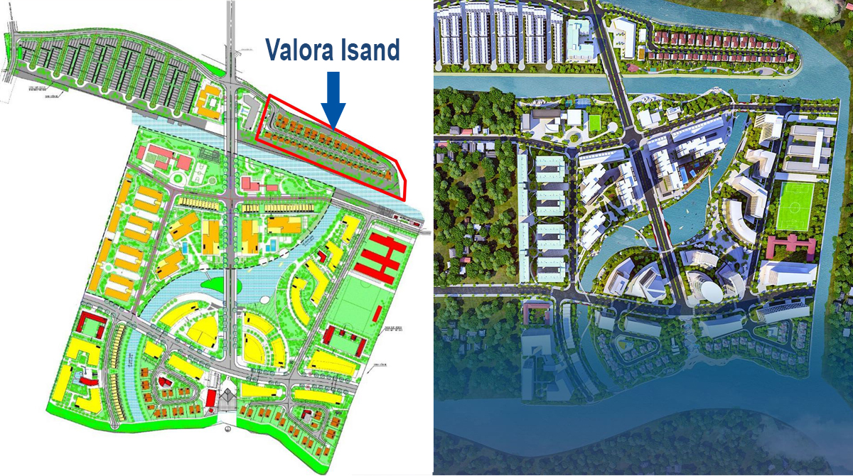 Vị trí của khu biệt thự Valora Island trong khu đô thị Mizuki Park